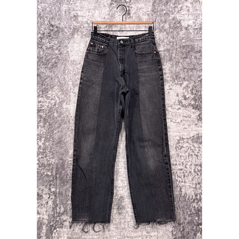 ELV Jeans 26 Womens Black Wash Cut & Sew Relax Ankle Straight Denim Custom